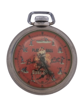 1950s 16S Ingraham "Babe Ruth - Play Ball" (Batting) Fully Functional Pocket Watch